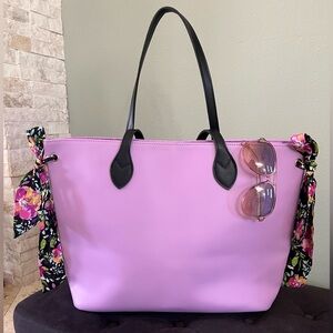 Chic Lavender Tote with Black Accents